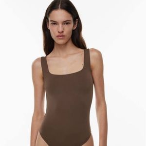 Aritzia Contour Squareneck Bodysuit - Rich Mocha Brown